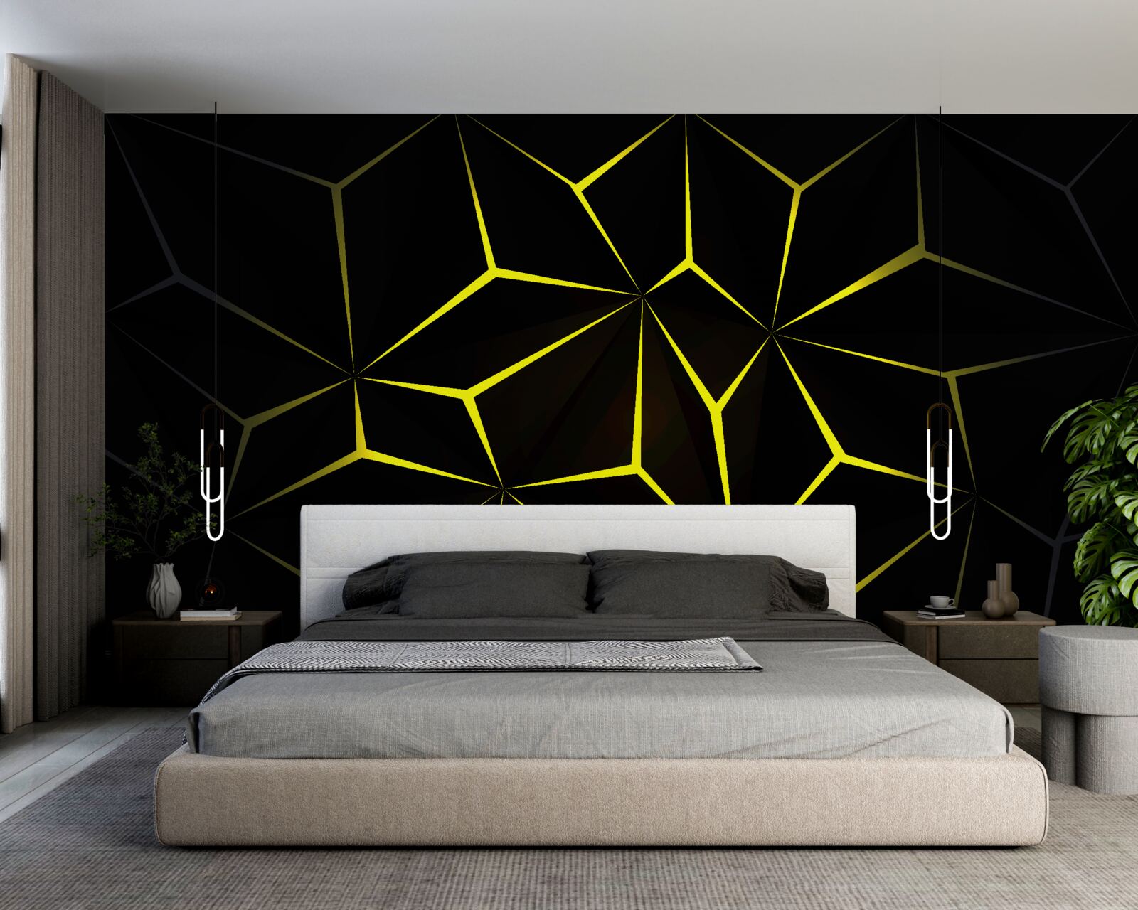 Fototapeta postacie są czarne z żółtym podświetleniem