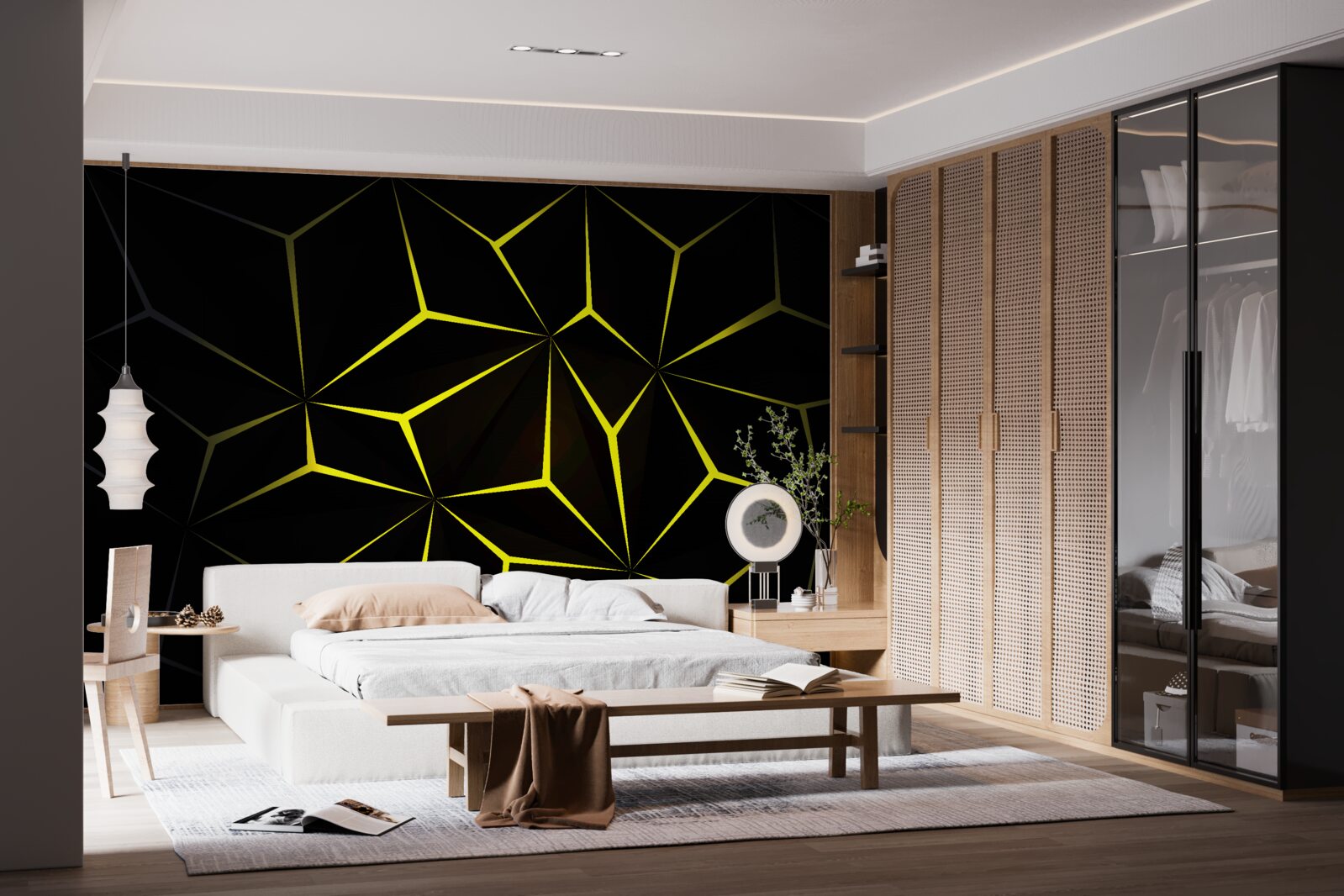 Fototapeta postacie są czarne z żółtym podświetleniem