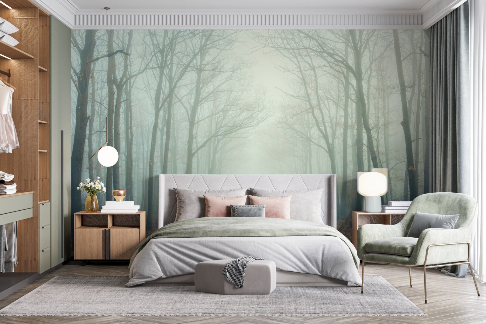 Fototapeta jesienna ścieżka, pokryta zimnem