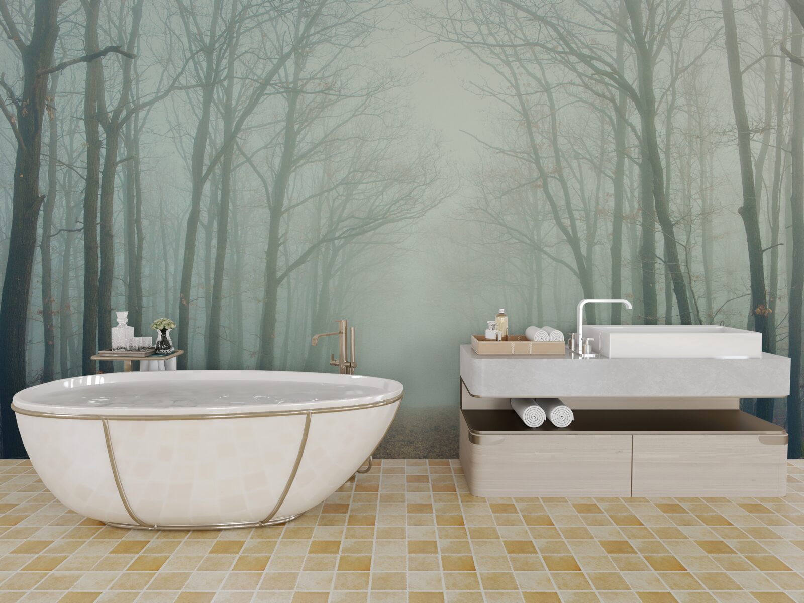 Fototapeta jesienna ścieżka, pokryta zimnem