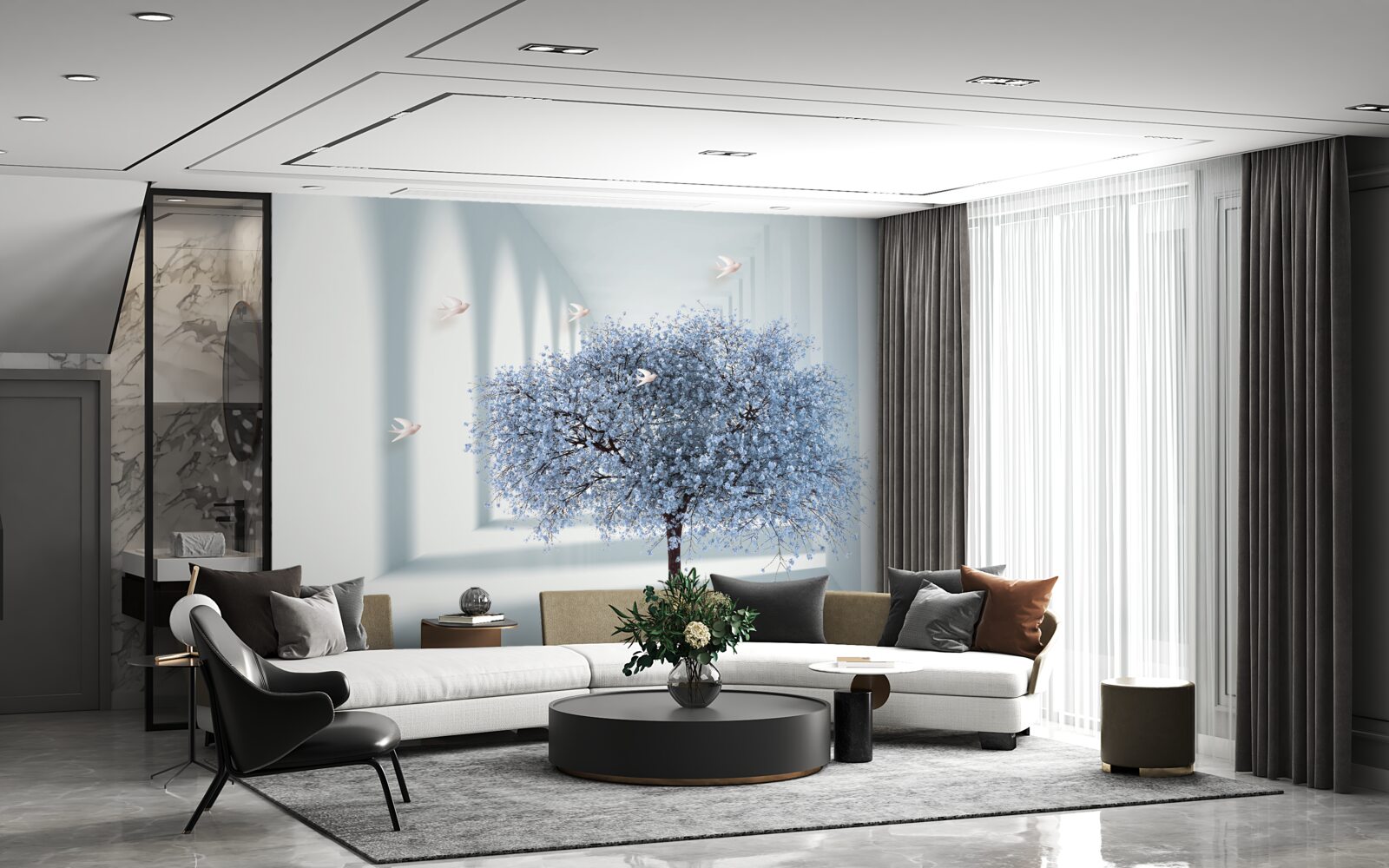 Fototapeta drzewo w kwitnącym tunelu