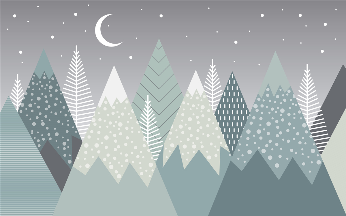 Fototapeta las drzew iglastych w świetle księżyca