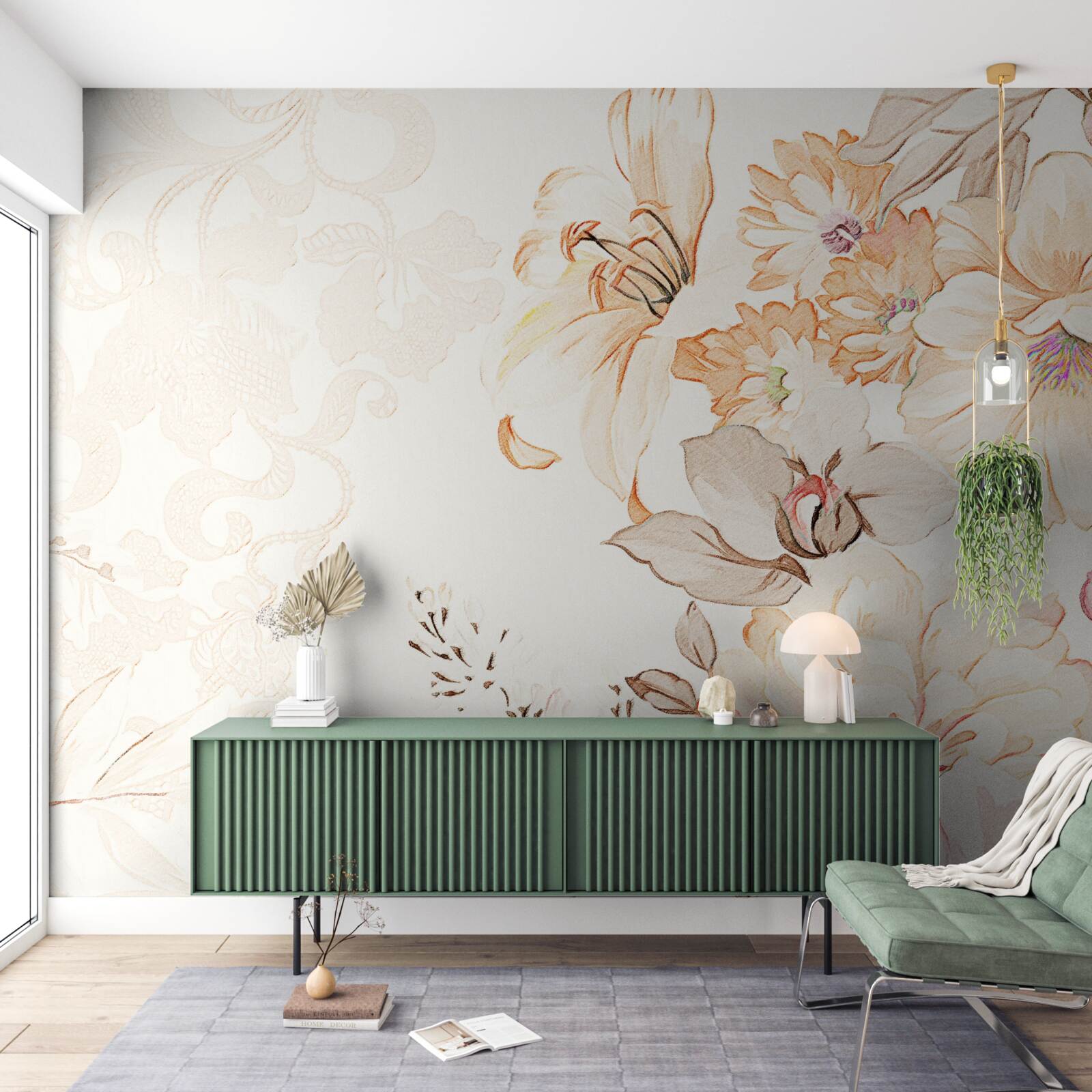 Fototapeta kompozycja z akwarelowymi kwiatami