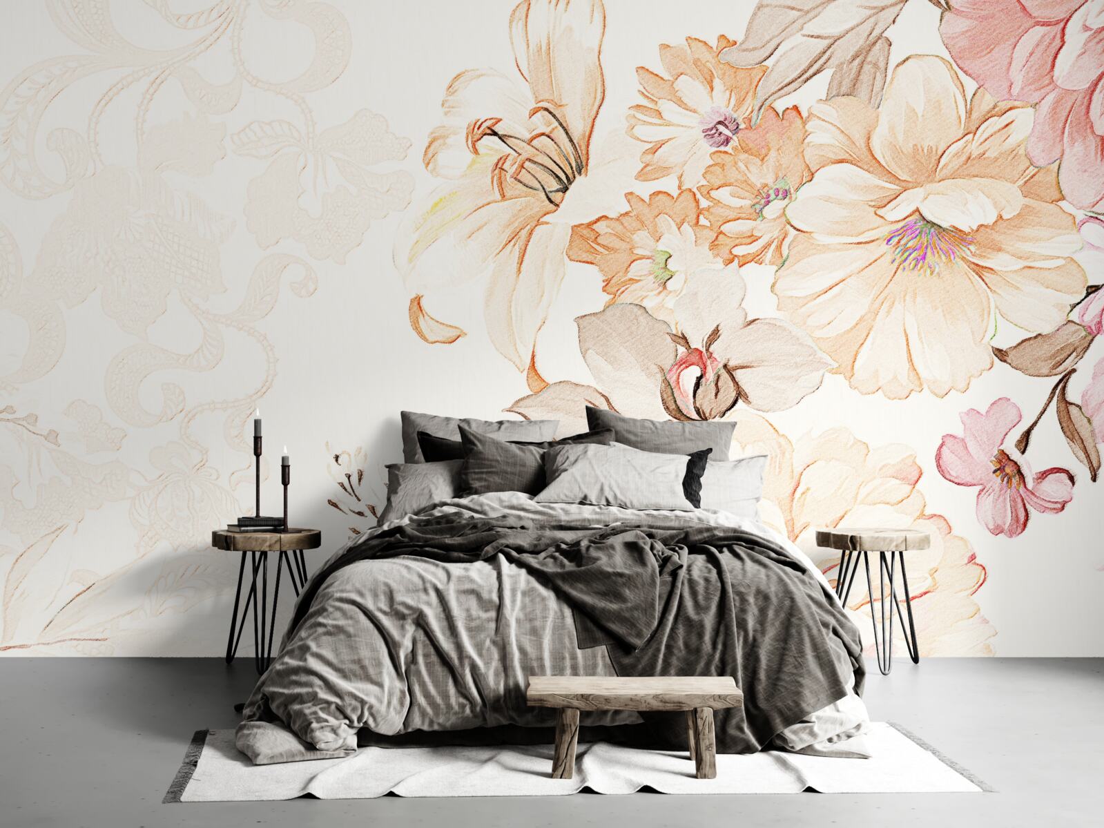 Fototapeta kompozycja z akwarelowymi kwiatami