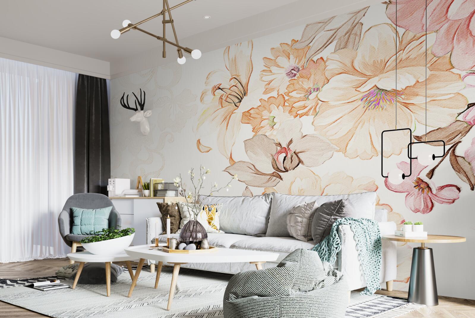 Fototapeta kompozycja z akwarelowymi kwiatami