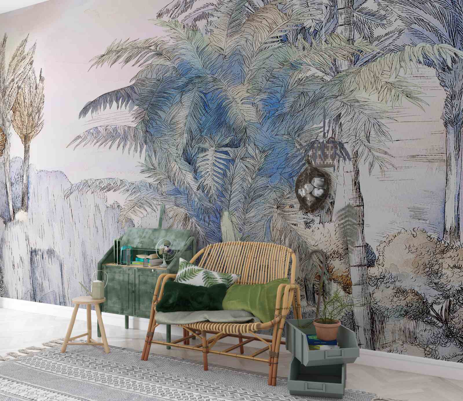 Fototapeta wysokie drzewa wśród skał