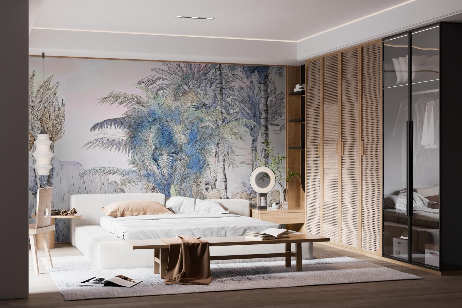 Fototapeta wysokie drzewa wśród skał