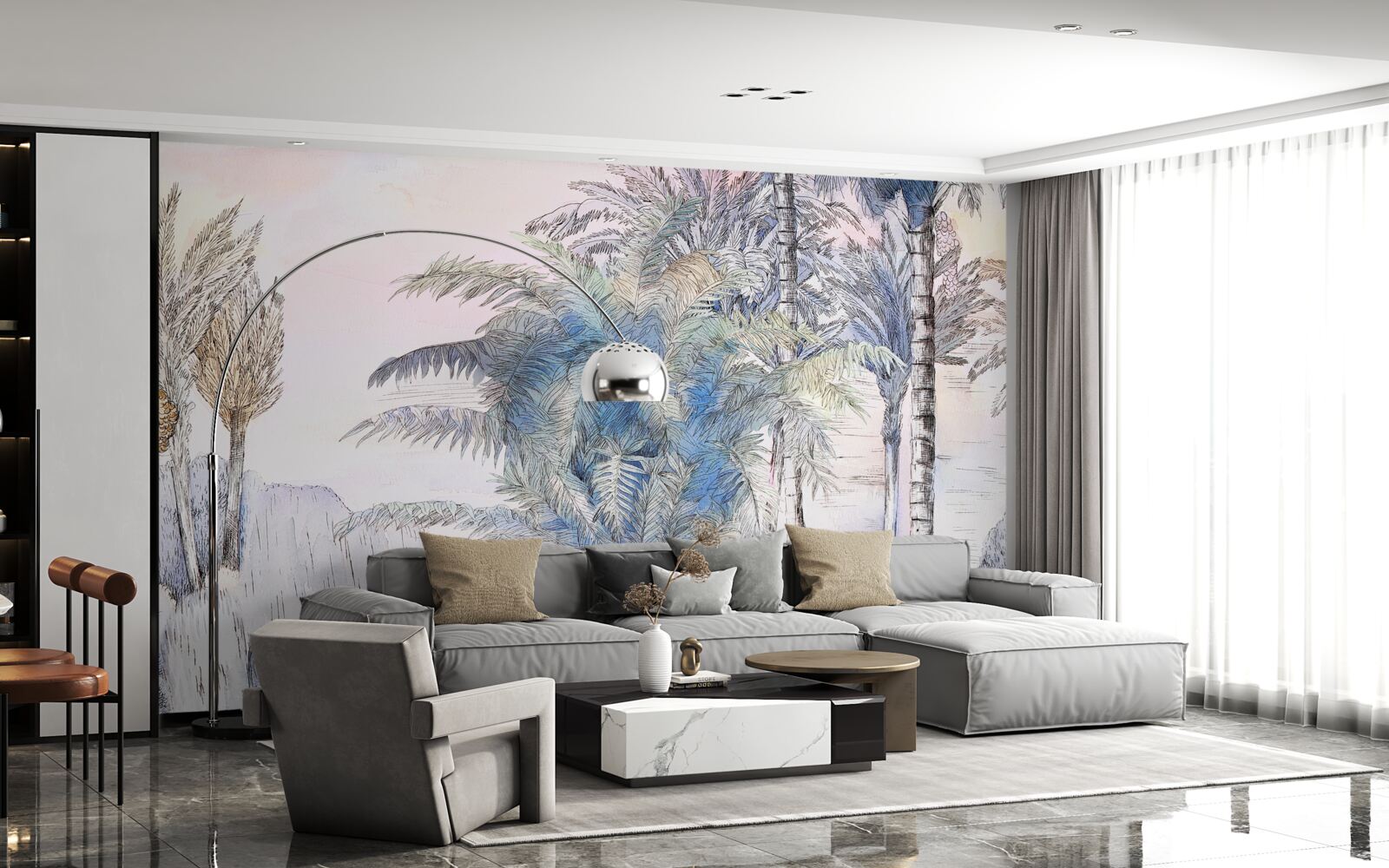 Fototapeta wysokie drzewa wśród skał