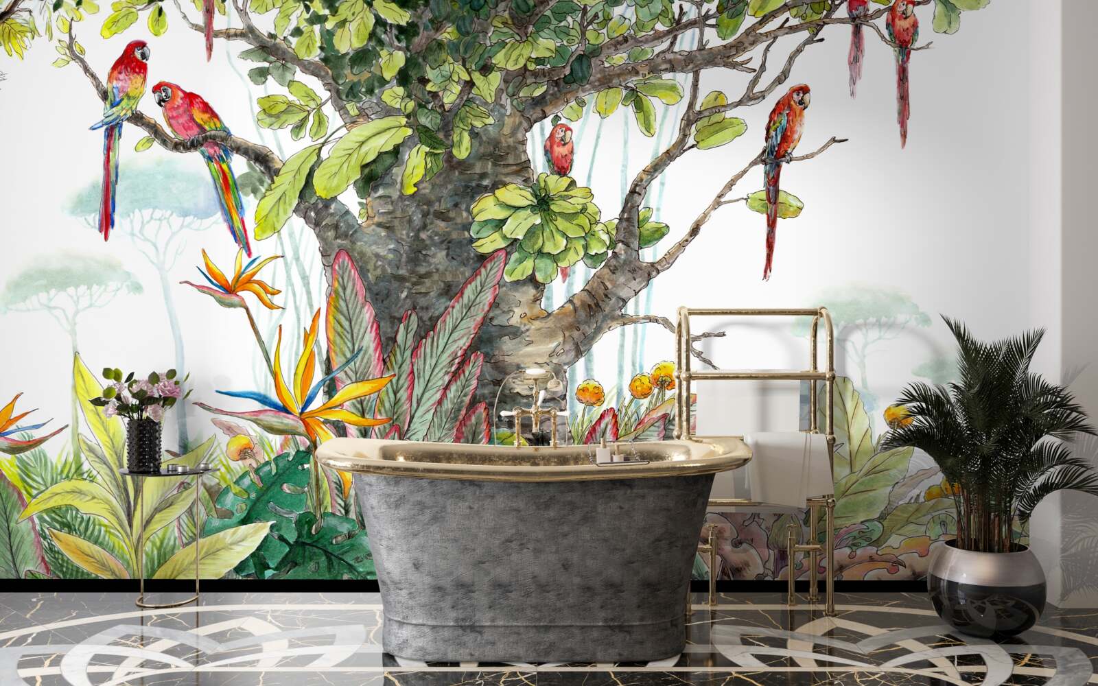 Fototapeta starożytne drzewo wśród zieleni