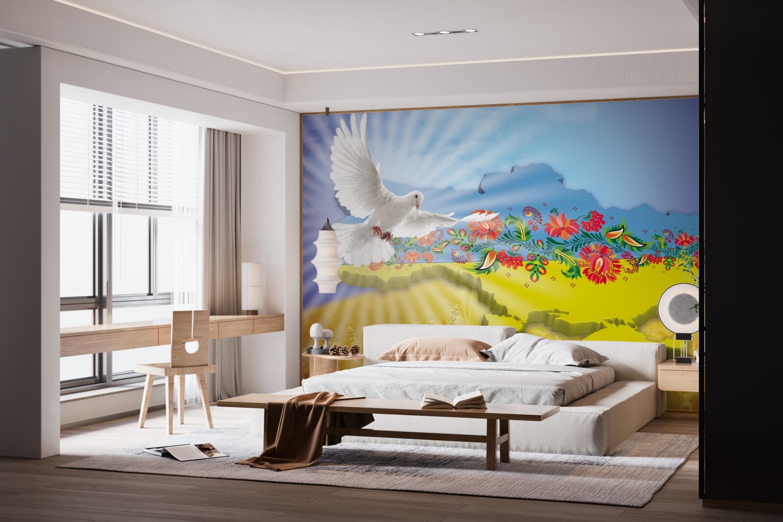 Fototapeta gołąb pokoju i mapa ukrainy