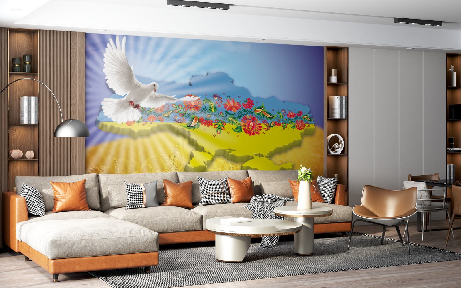 Fototapeta gołąb pokoju i mapa ukrainy