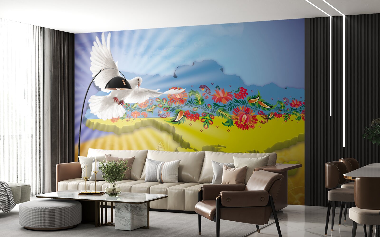 Fototapeta gołąb pokoju i mapa ukrainy