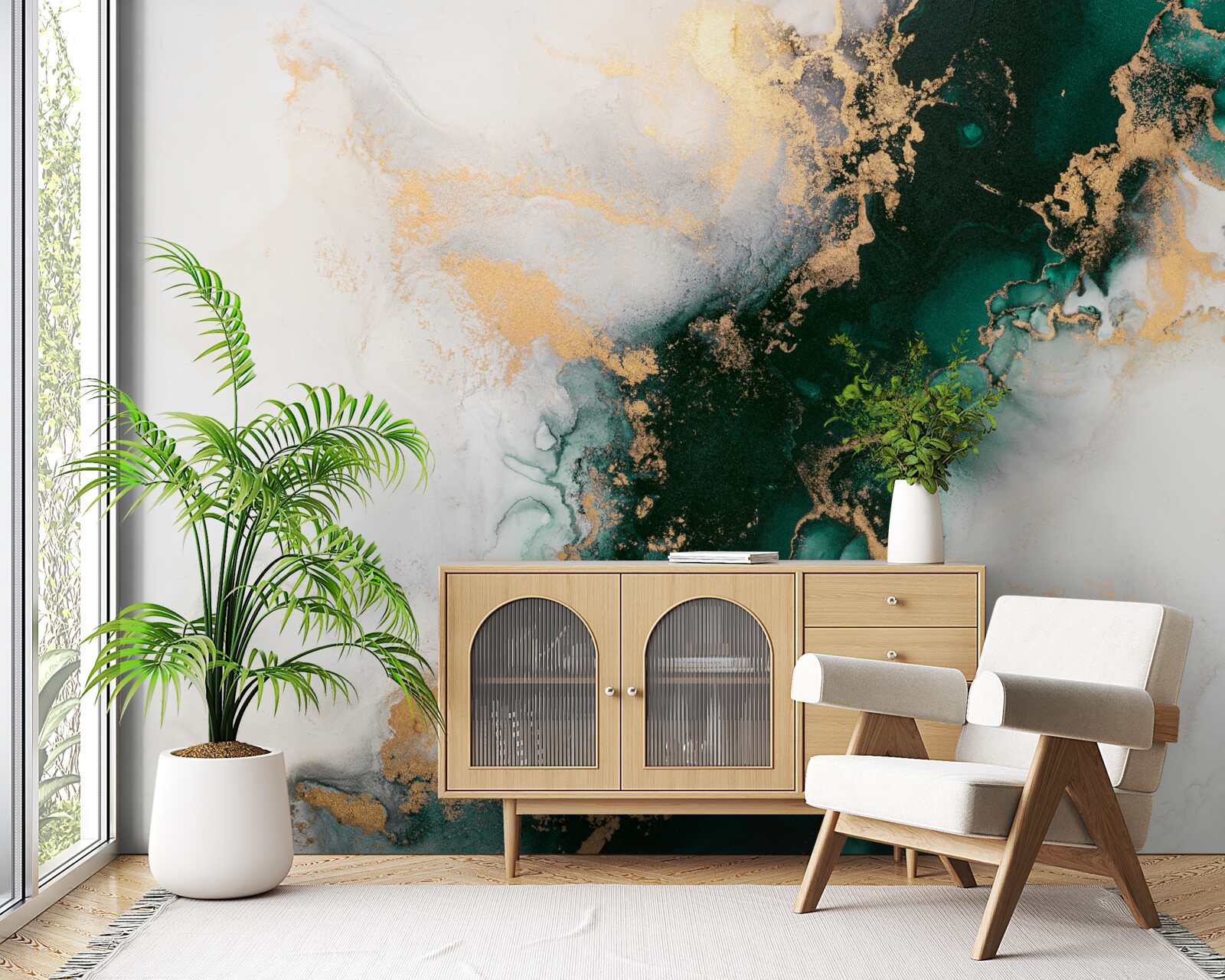 Fototapeta biały marmur z odcieniami szmaragdowego koloru