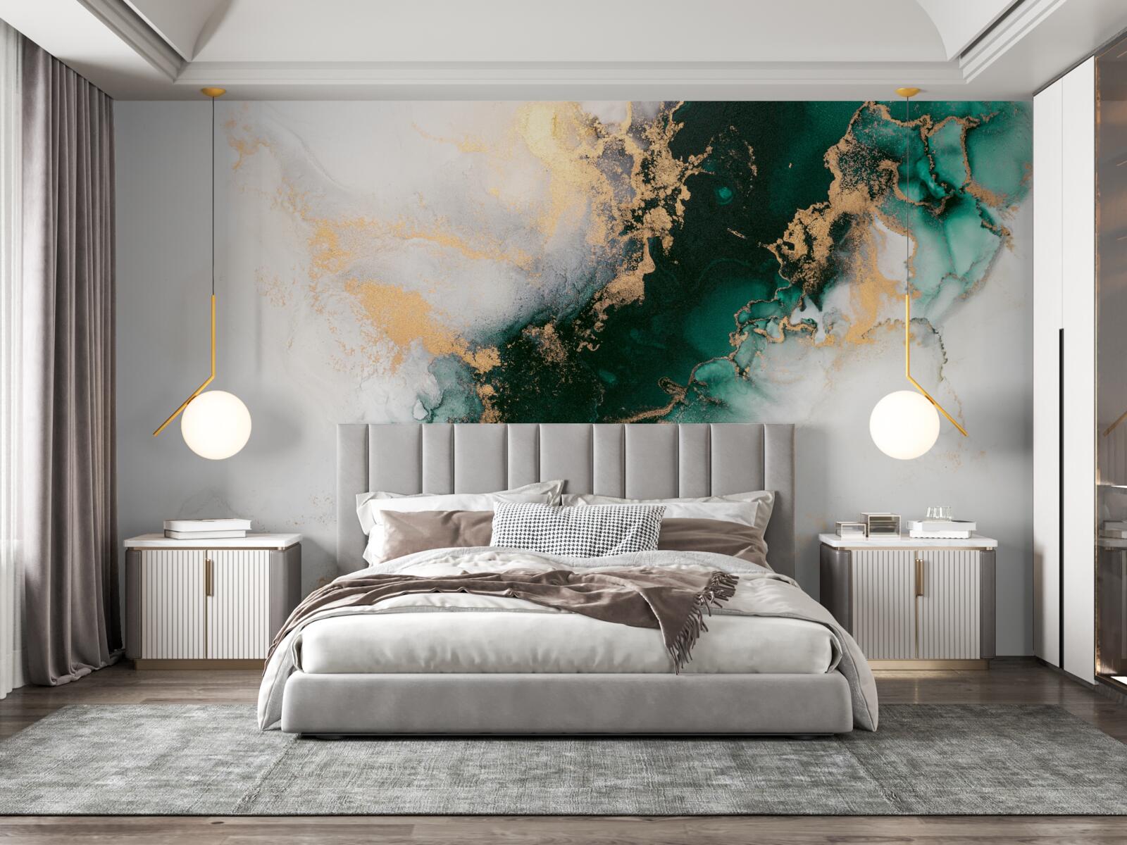 Fototapeta biały marmur z odcieniami szmaragdowego koloru