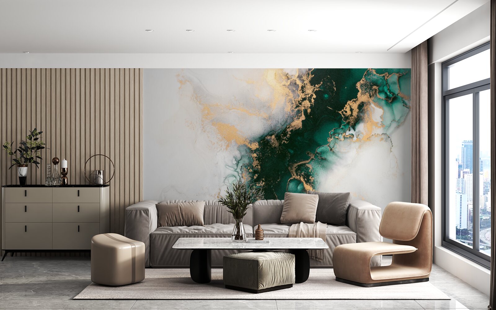 Fototapeta biały marmur z odcieniami szmaragdowego koloru