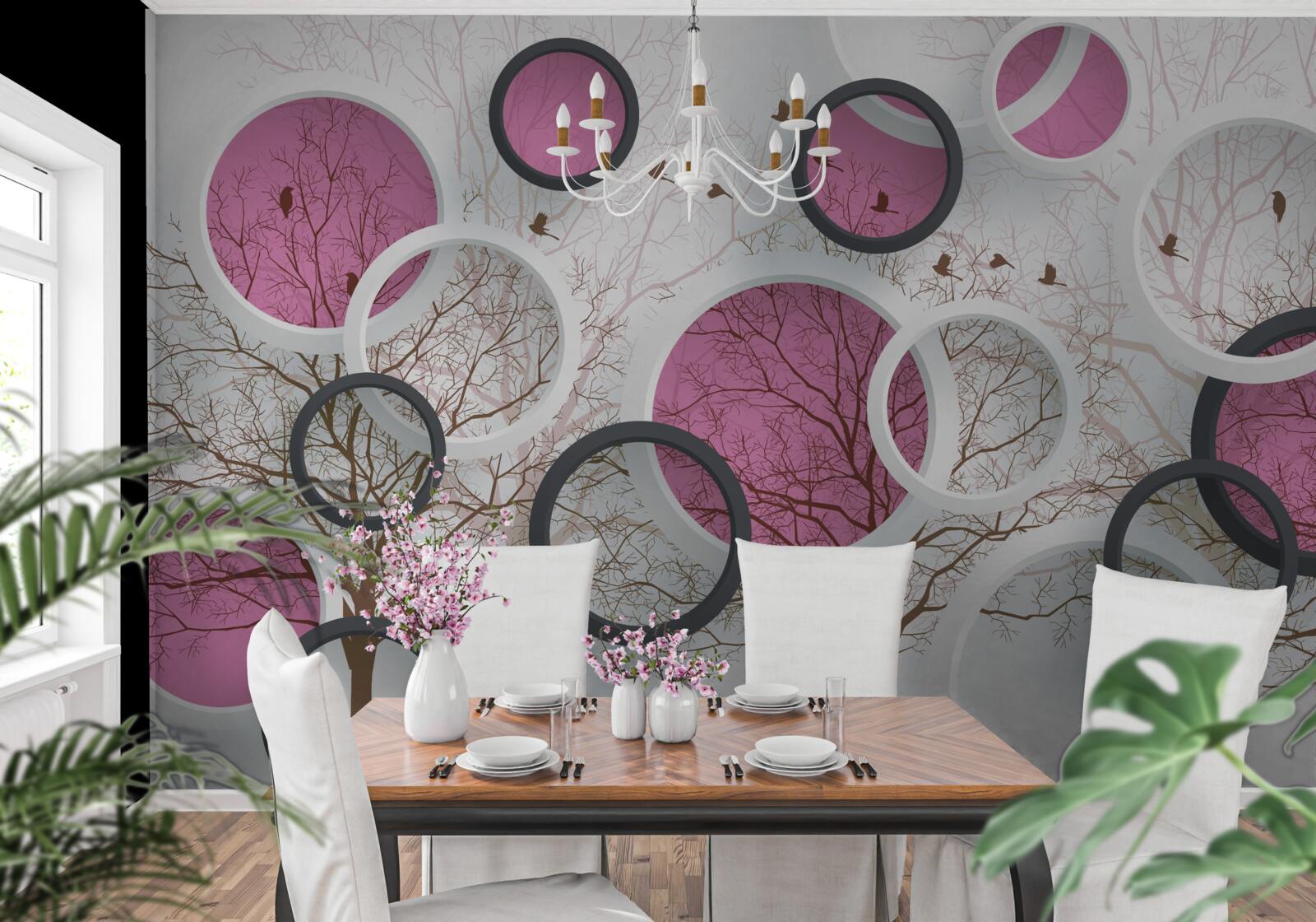 Fototapeta losowe kręgi i drzewa