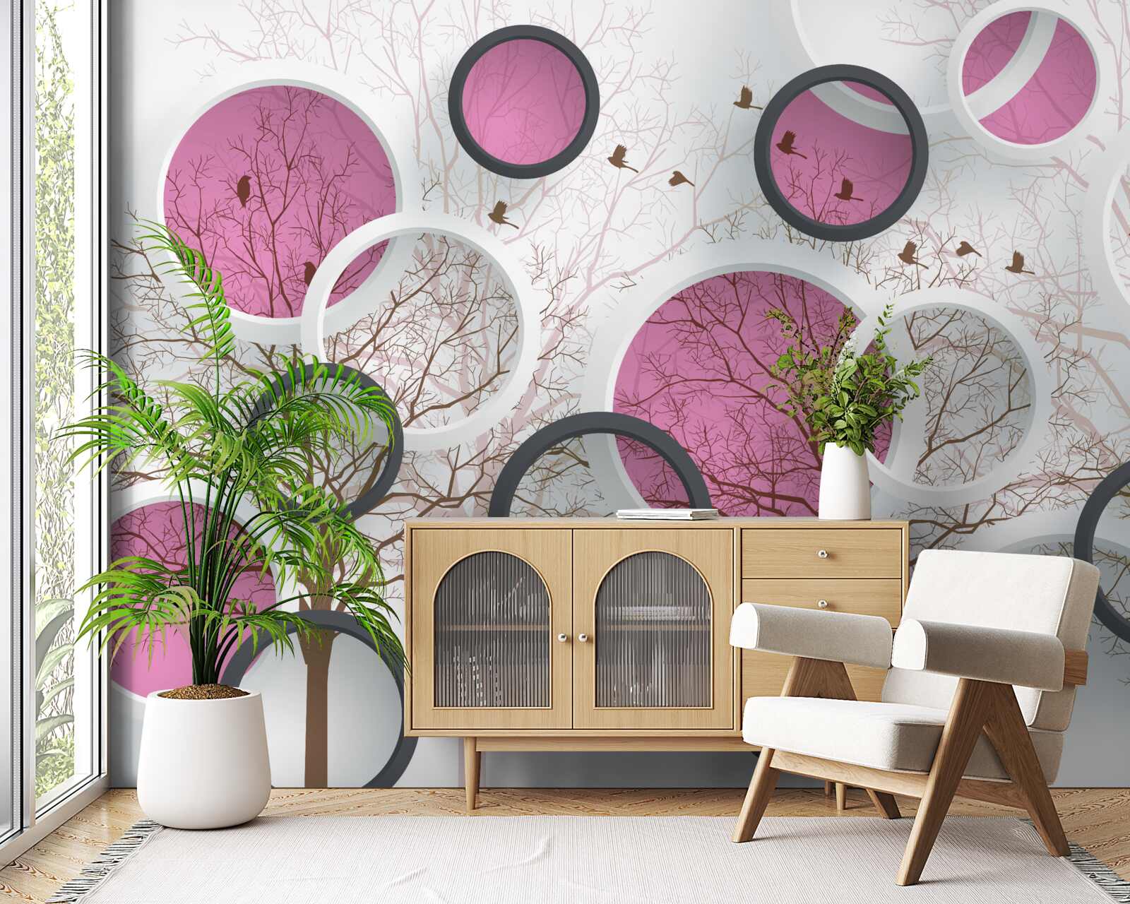 Fototapeta losowe kręgi i drzewa