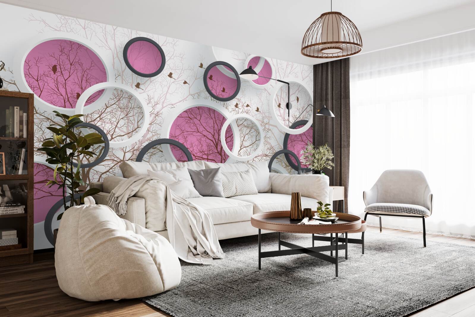 Fototapeta losowe kręgi i drzewa