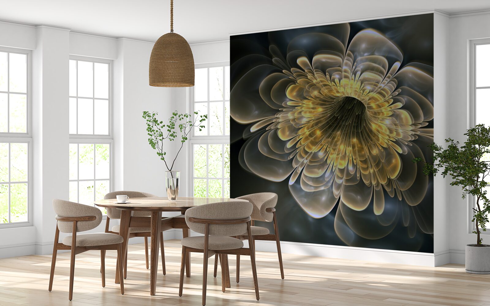 Fototapeta Żółty kwiat o abstrakcyjnym kształcie