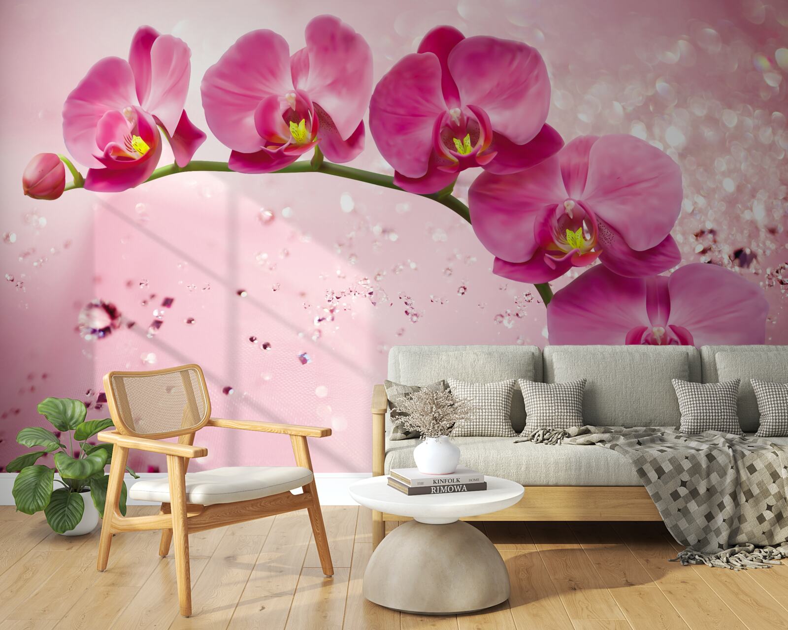 Fototapeta czerwona orchidea na gałęzi