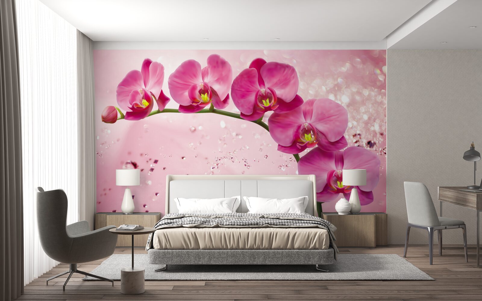 Fototapeta czerwona orchidea na gałęzi