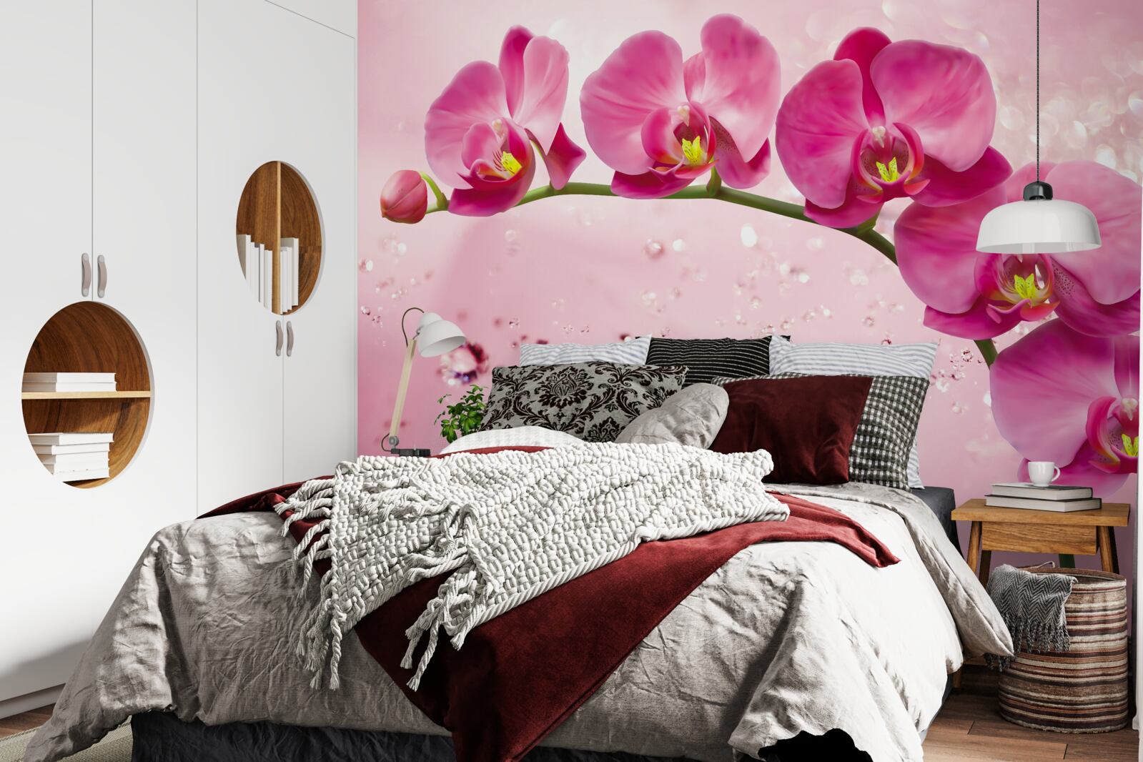 Fototapeta czerwona orchidea na gałęzi