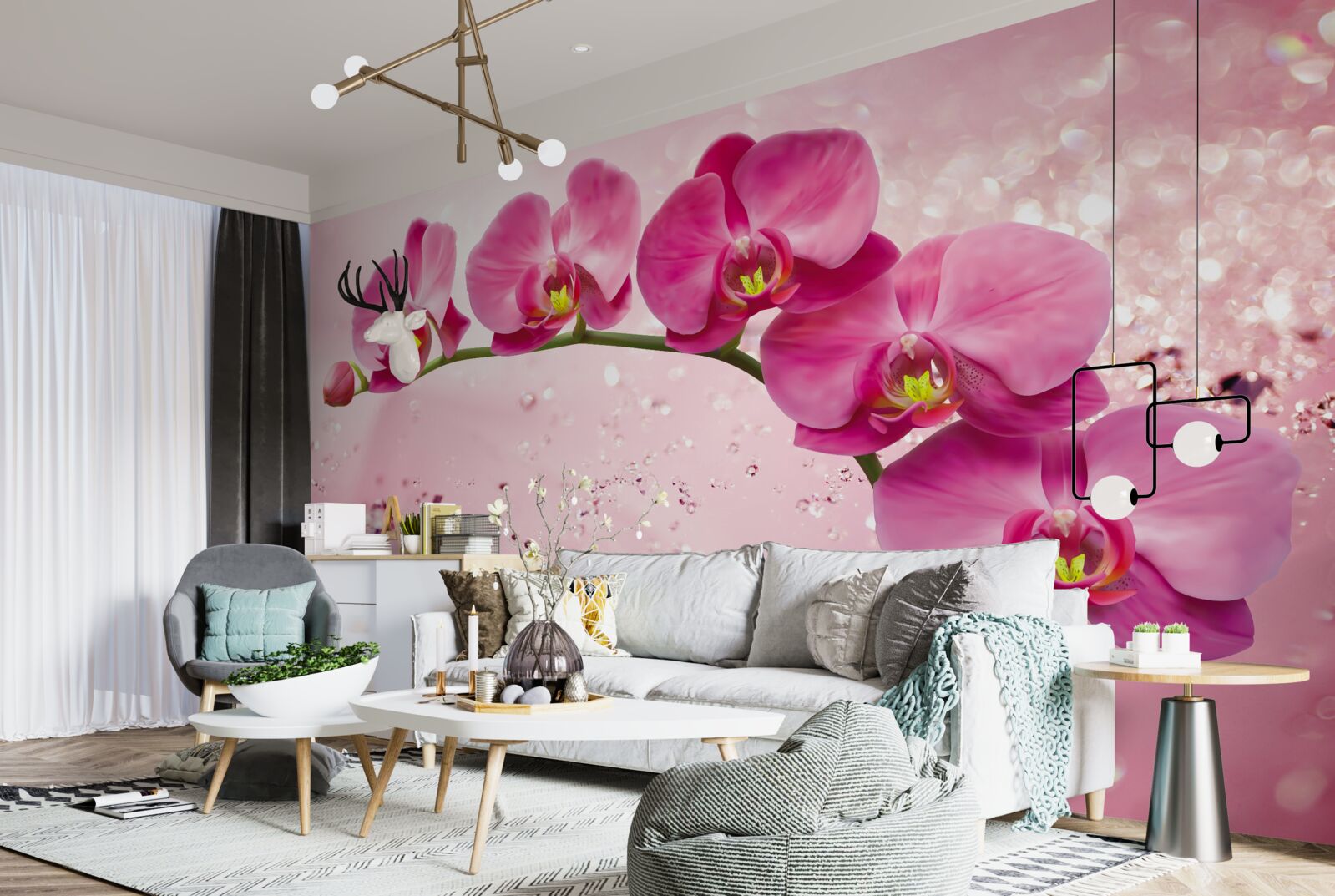 Fototapeta czerwona orchidea na gałęzi