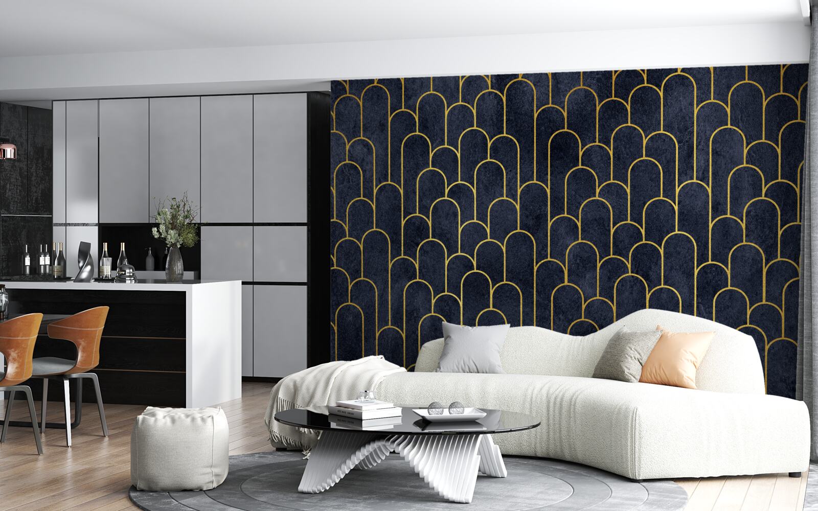 Fototapeta niebieskie półkoliste kolumny z brązu