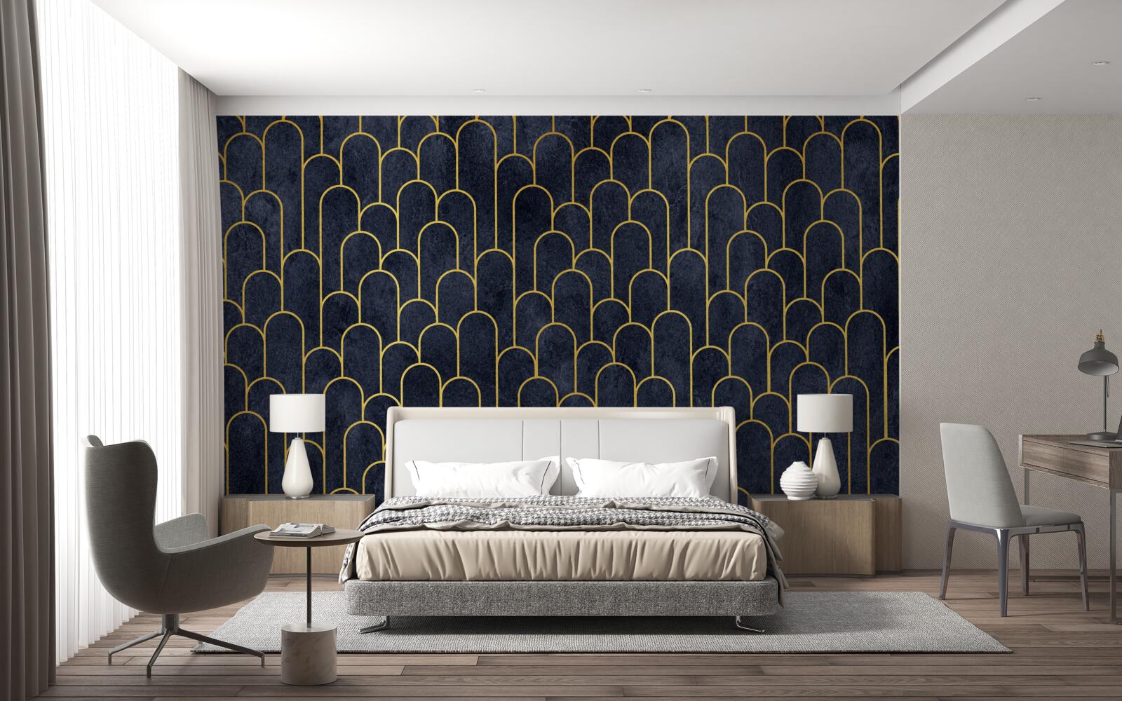 Fototapeta niebieskie półkoliste kolumny z brązu