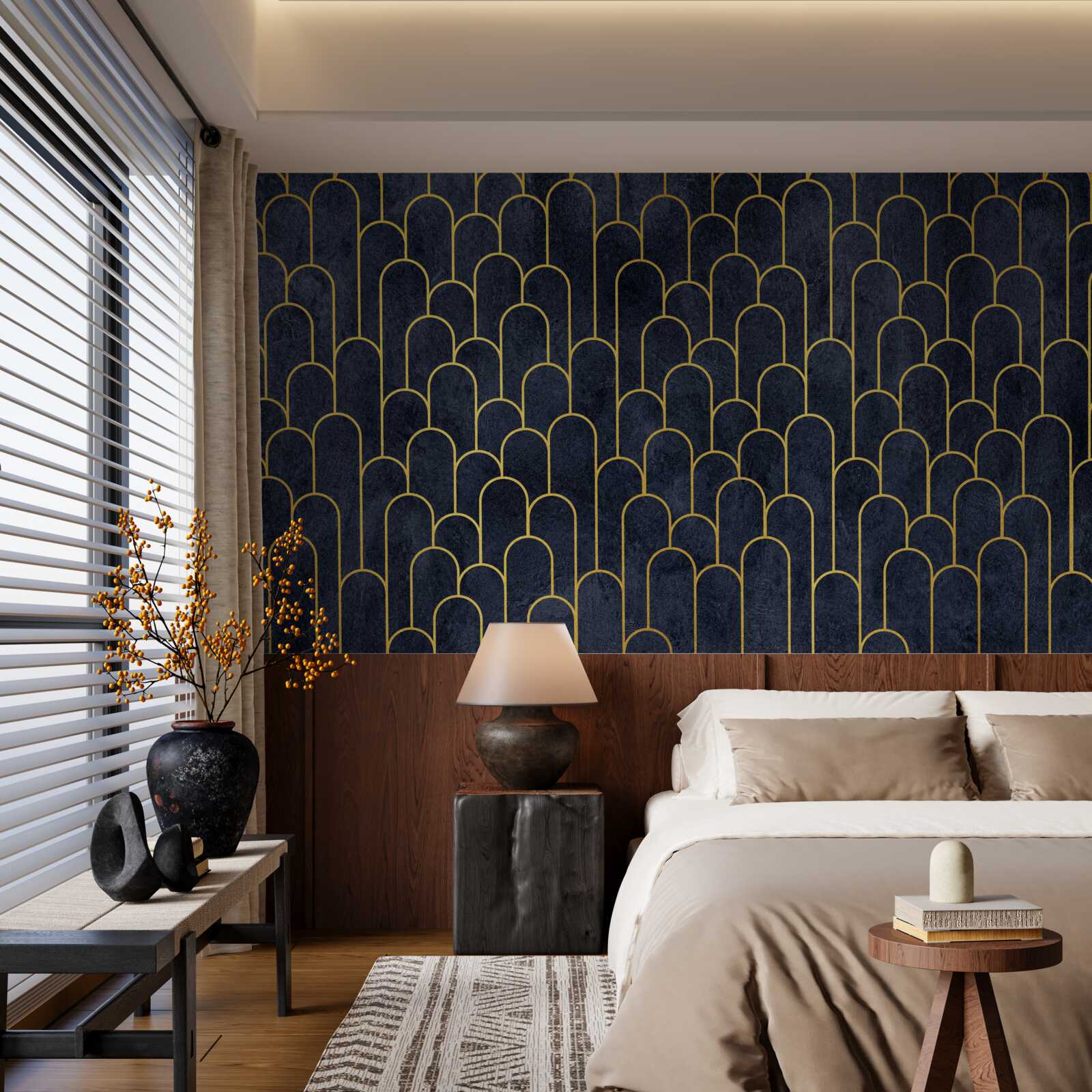 Fototapeta niebieskie półkoliste kolumny z brązu