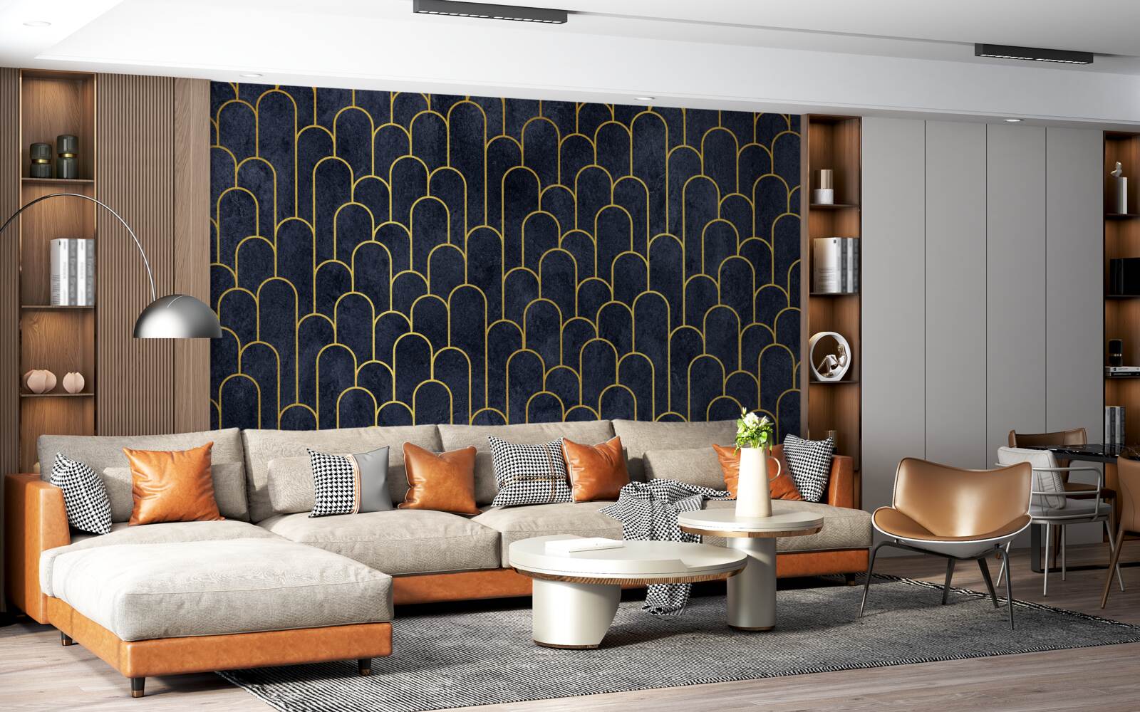 Fototapeta niebieskie półkoliste kolumny z brązu