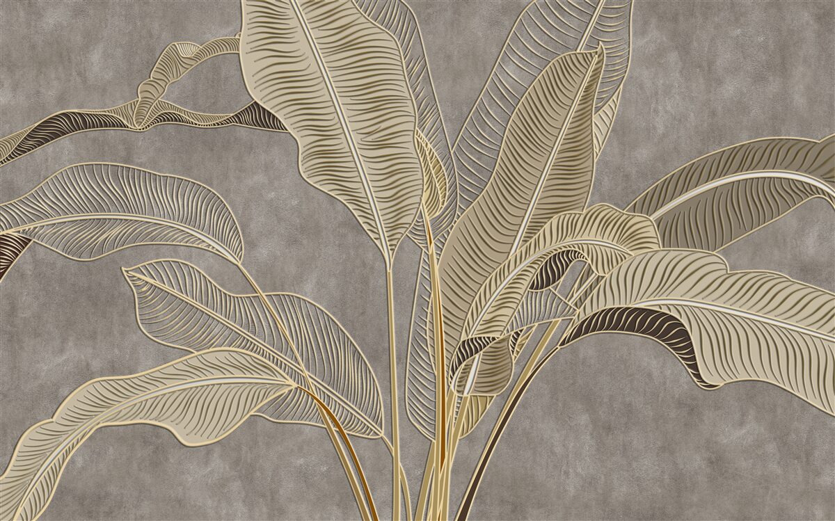 Fototapeta brązowe liście na szarym tle