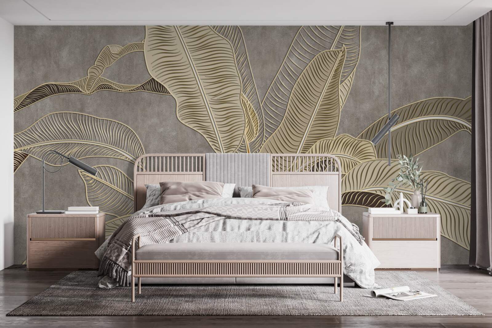 Fototapeta brązowe liście na szarym tle