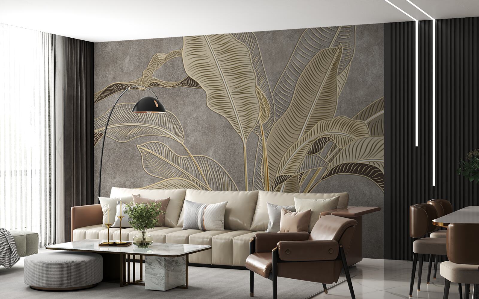 Fototapeta brązowe liście na szarym tle