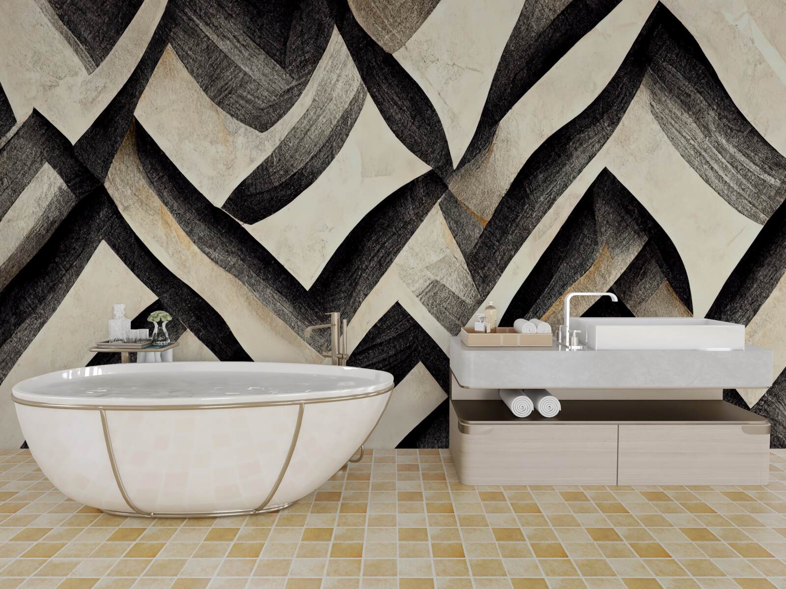 Fototapeta czarne góry spowite mgłą