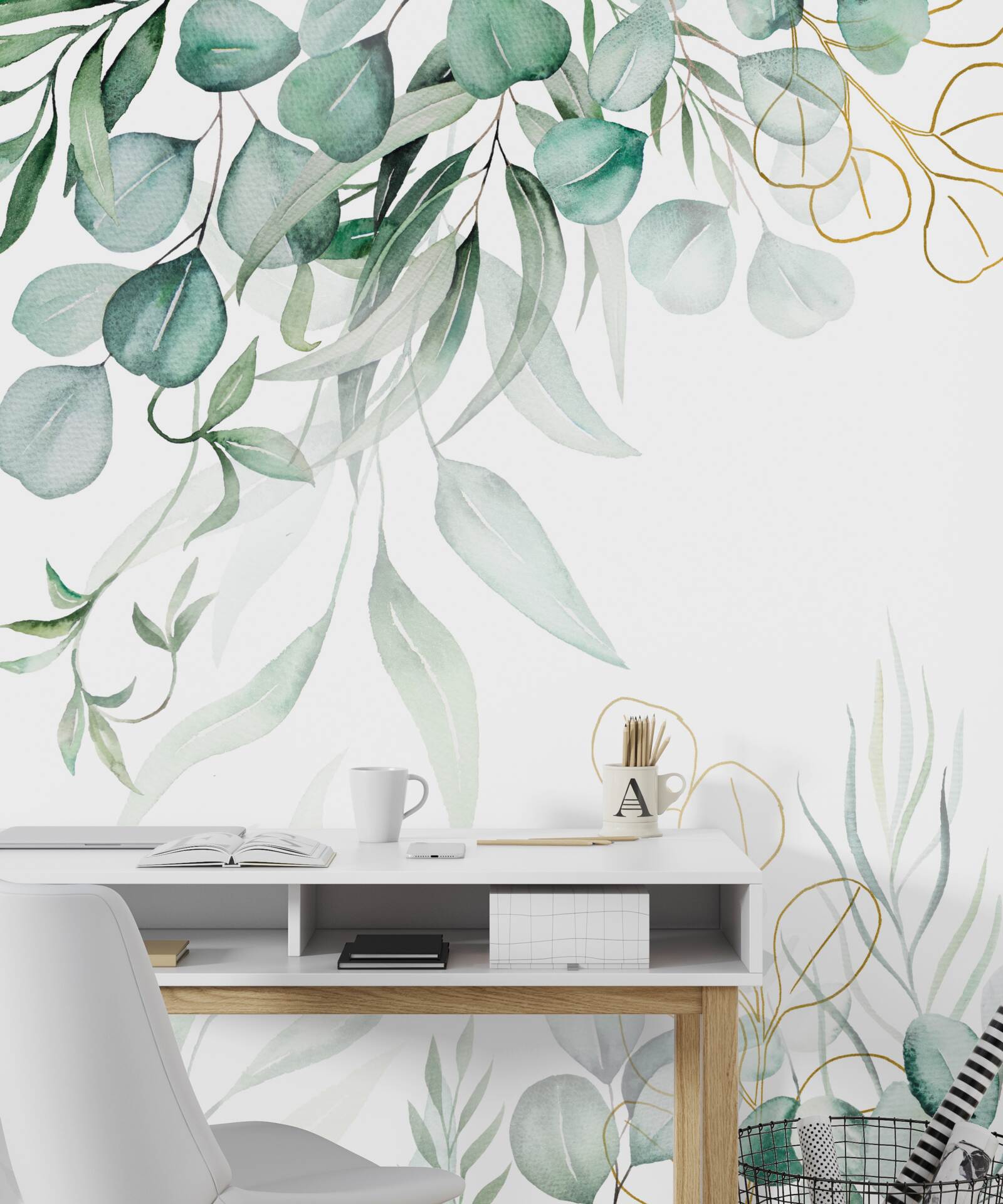 Fototapeta liście eukaliptusa są w kolorze zielonym i żółtym