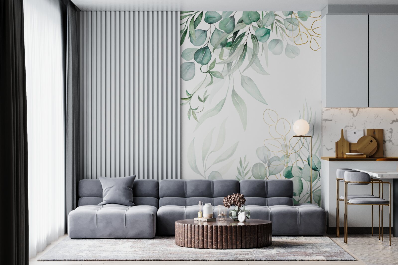 Fototapeta liście eukaliptusa są w kolorze zielonym i żółtym