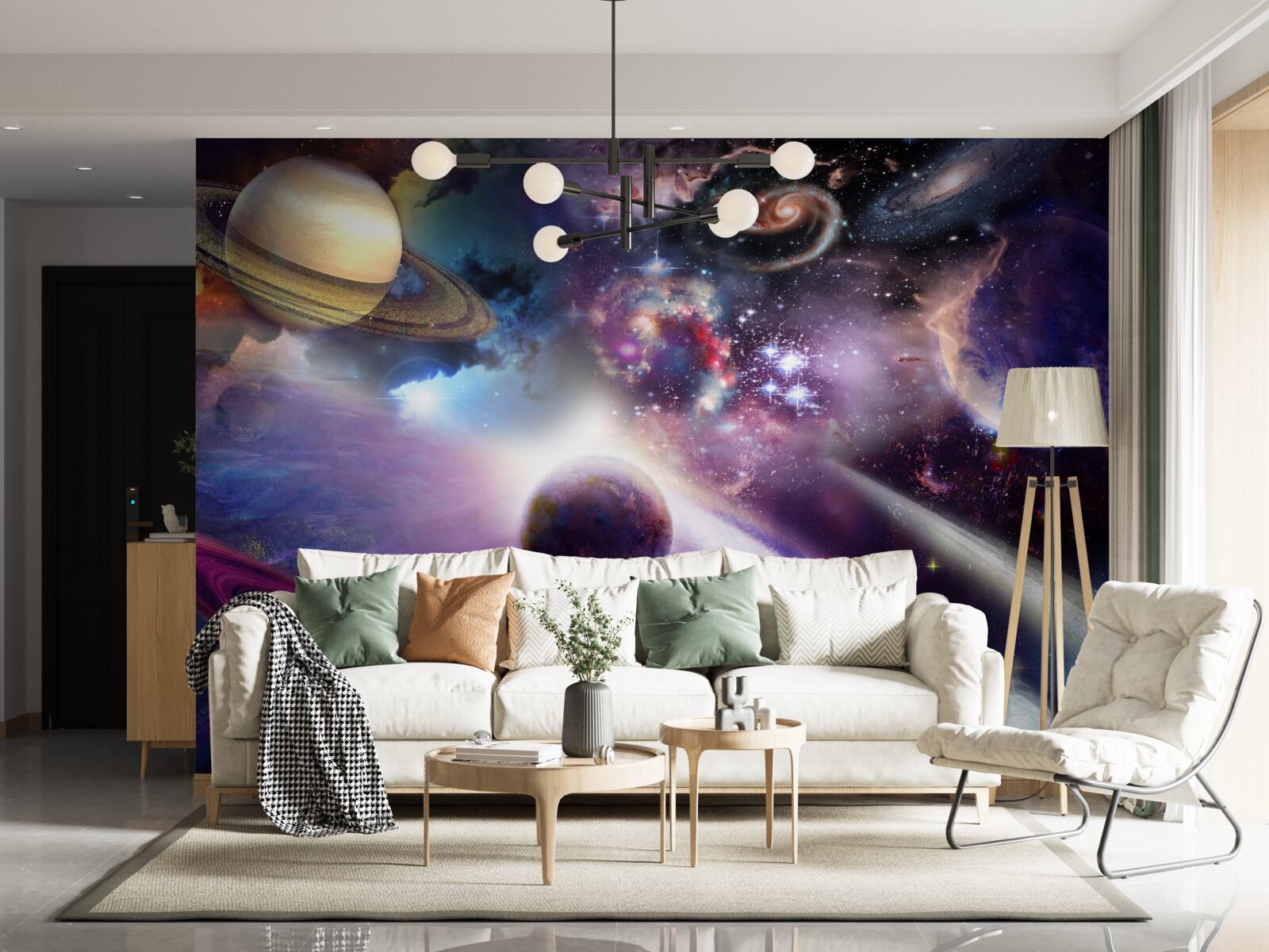 Fototapeta przestrzeń jest nieskończona i pełna jasnych planet