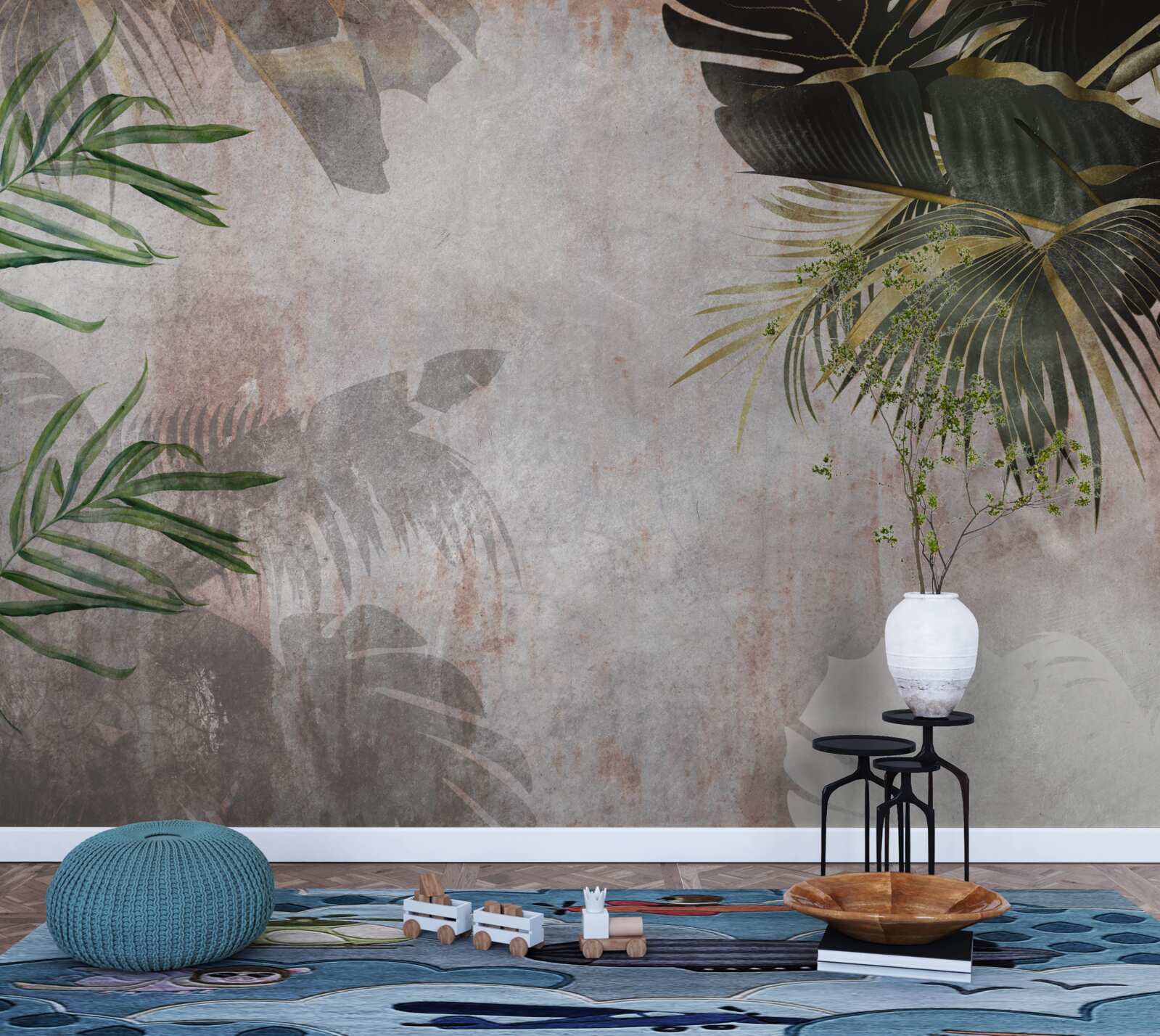 Fototapeta mglista pokrywa dżungli obwieszona liśćmi