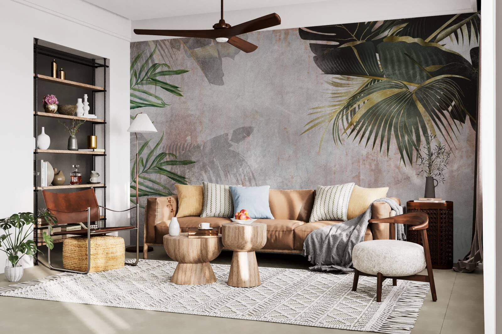 Fototapeta mglista pokrywa dżungli obwieszona liśćmi