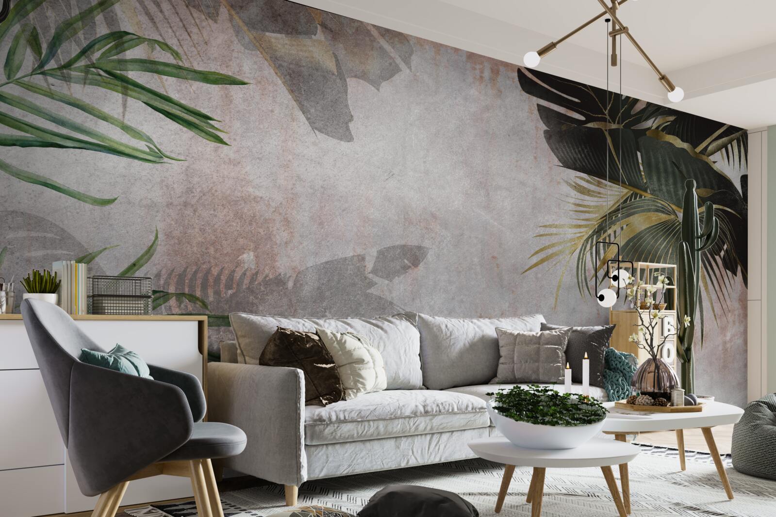 Fototapeta mglista pokrywa dżungli obwieszona liśćmi