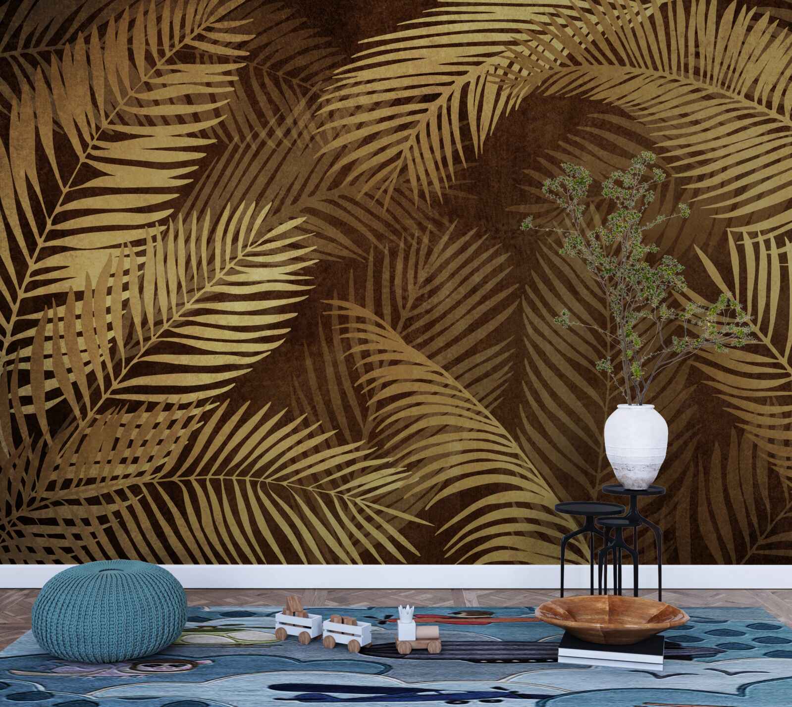 Fototapeta liście paproci w kolorze brązowym