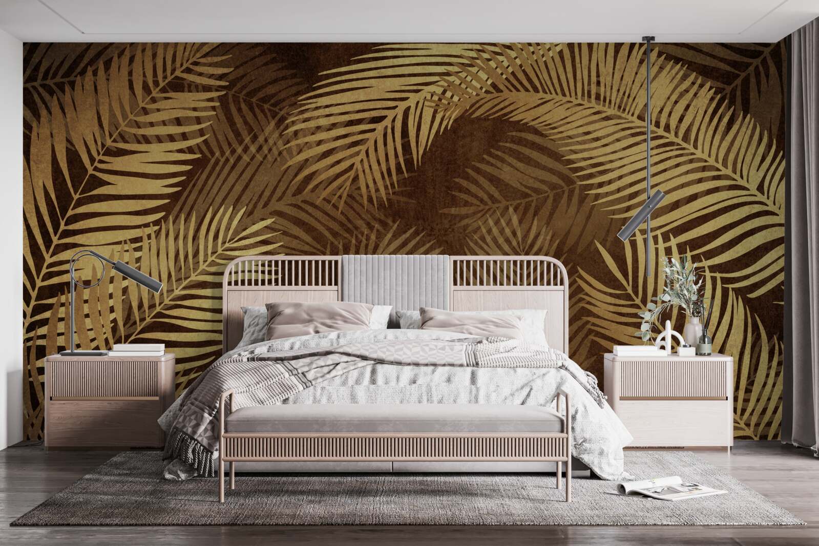 Fototapeta liście paproci w kolorze brązowym