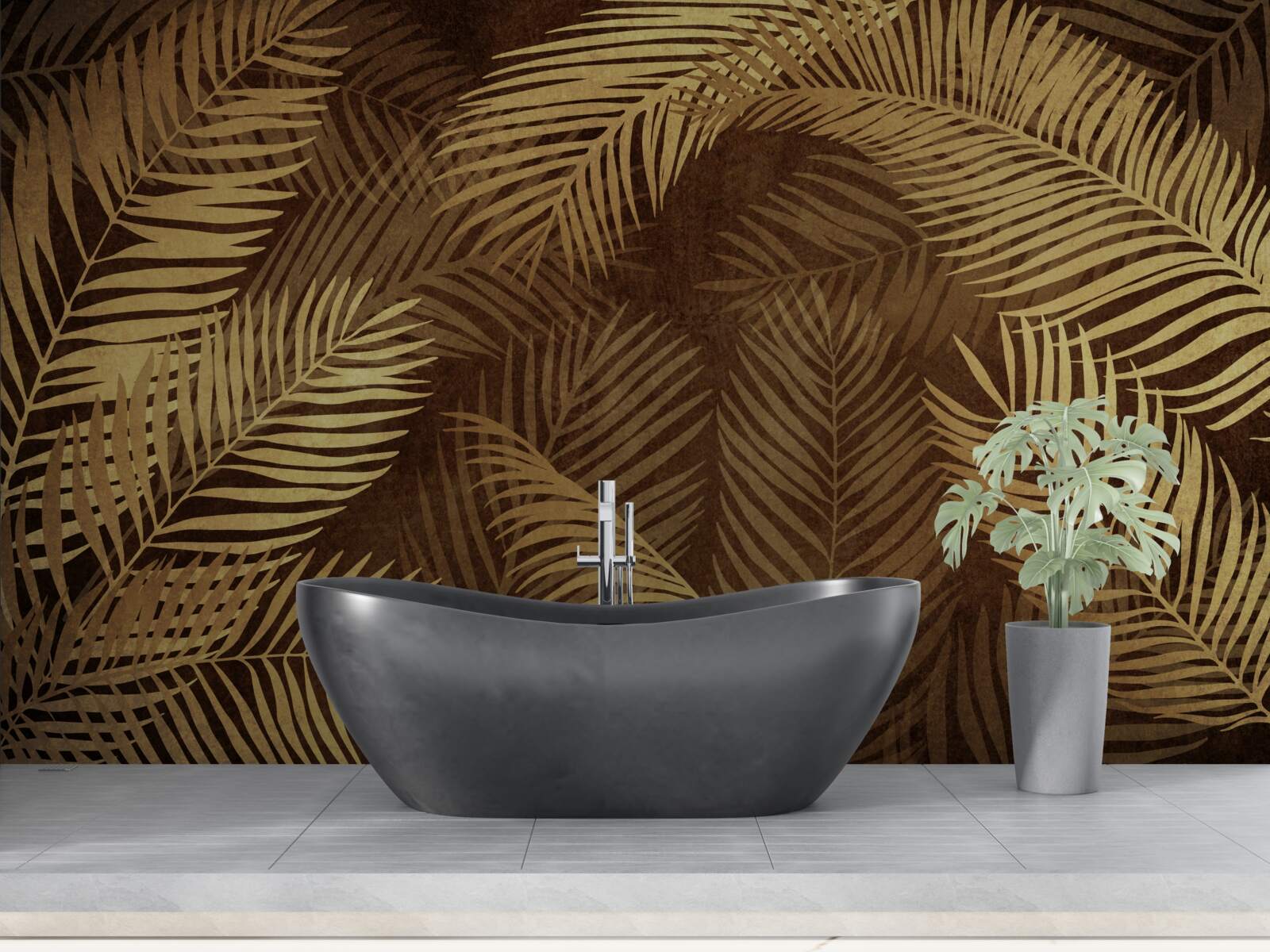 Fototapeta liście paproci w kolorze brązowym