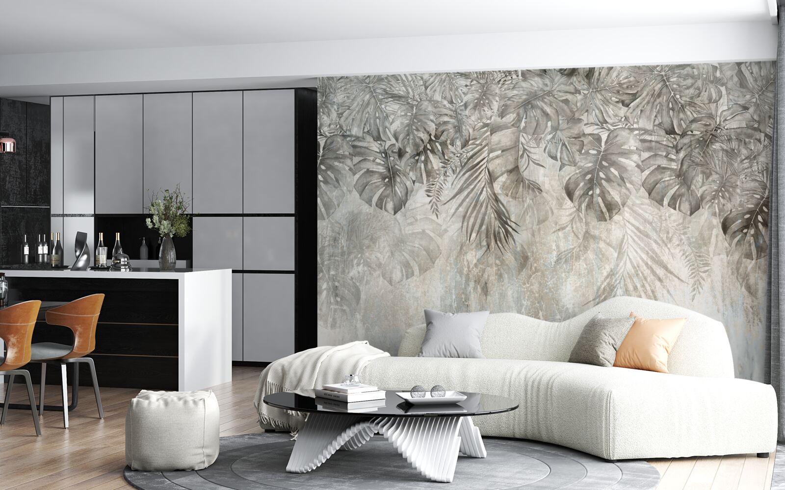 Fototapeta liście spadające przez mgłę dżungli