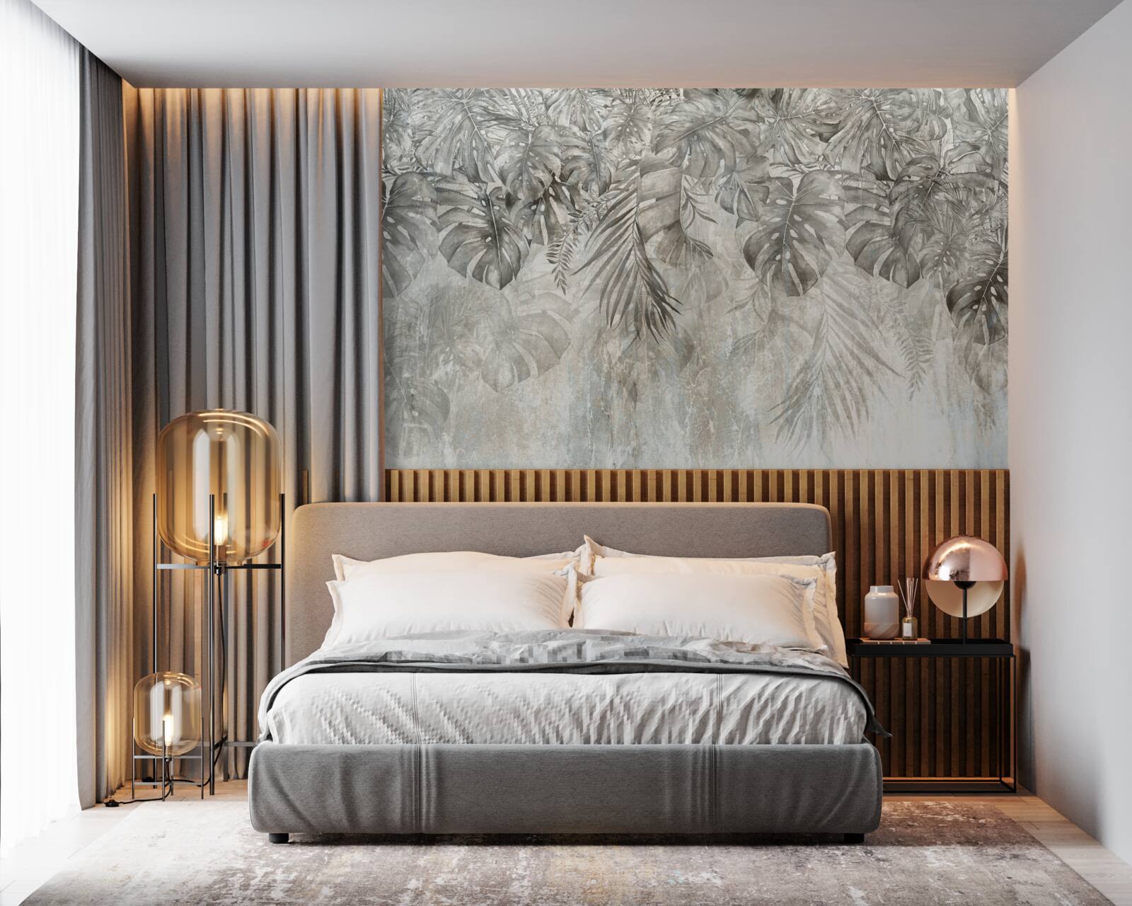 Fototapeta liście spadające przez mgłę dżungli