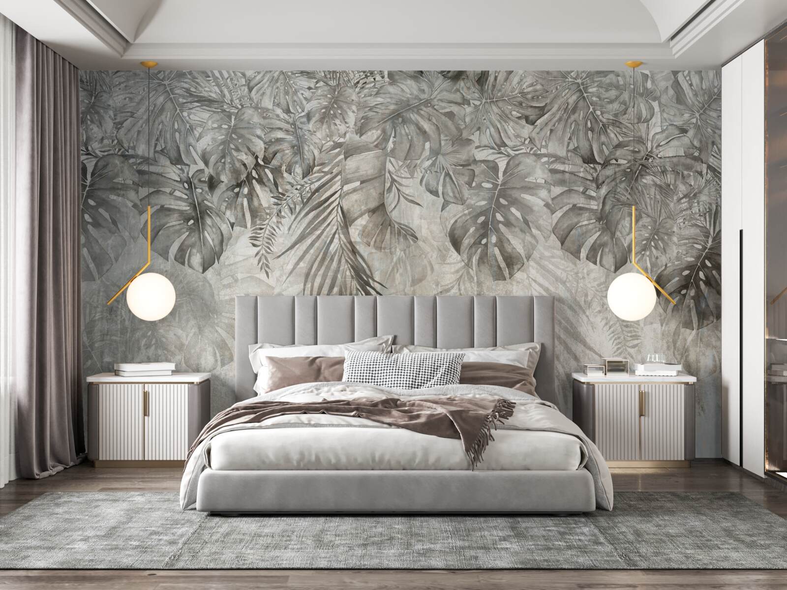 Fototapeta liście spadające przez mgłę dżungli