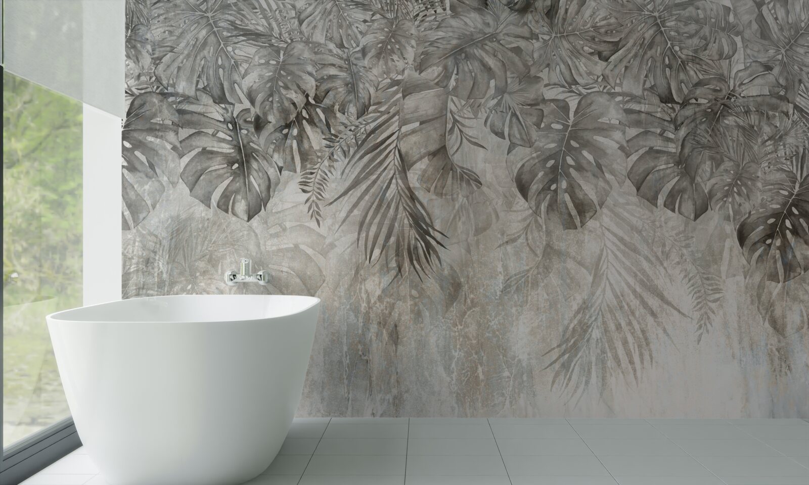 Fototapeta liście spadające przez mgłę dżungli