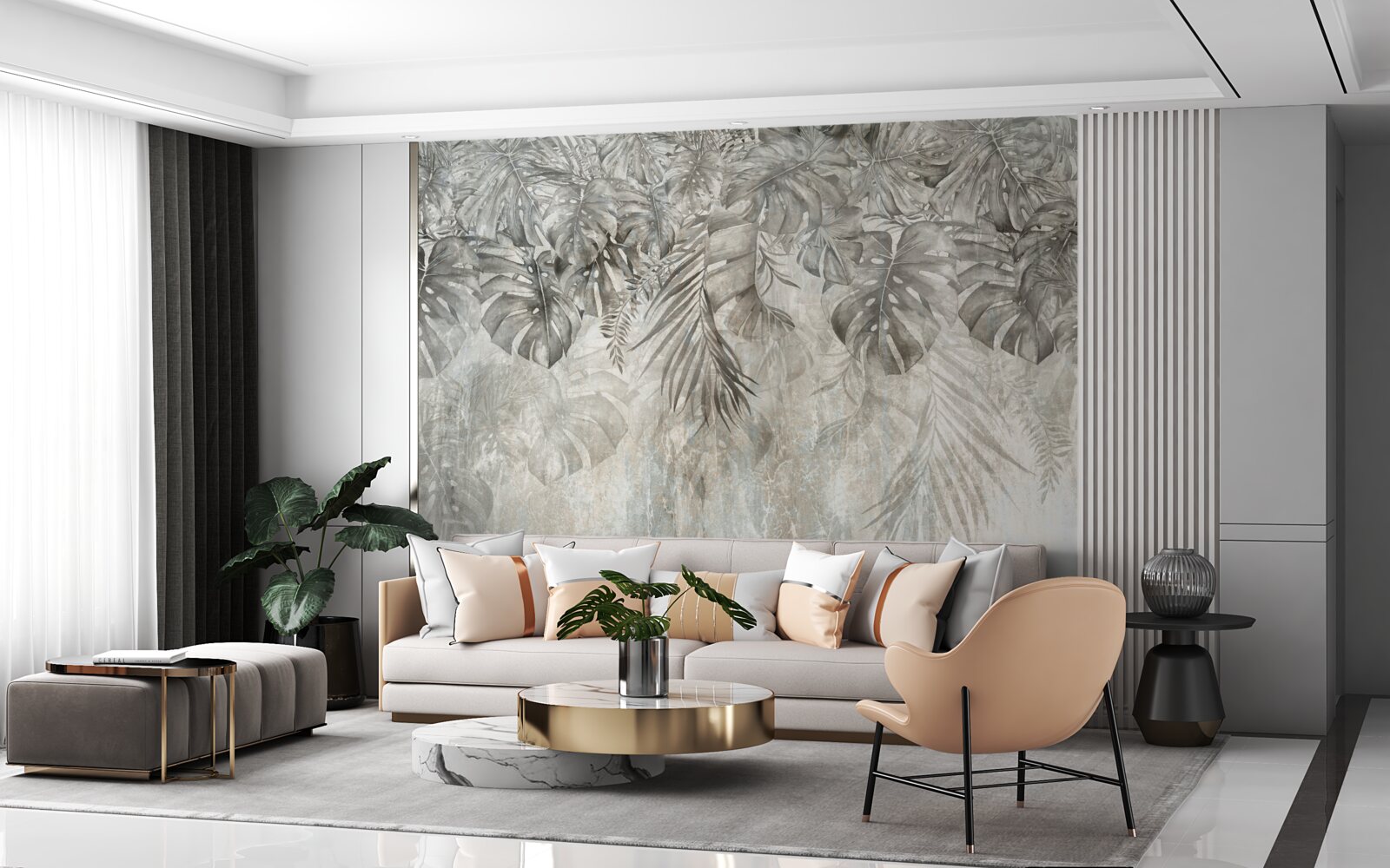 Fototapeta liście spadające przez mgłę dżungli