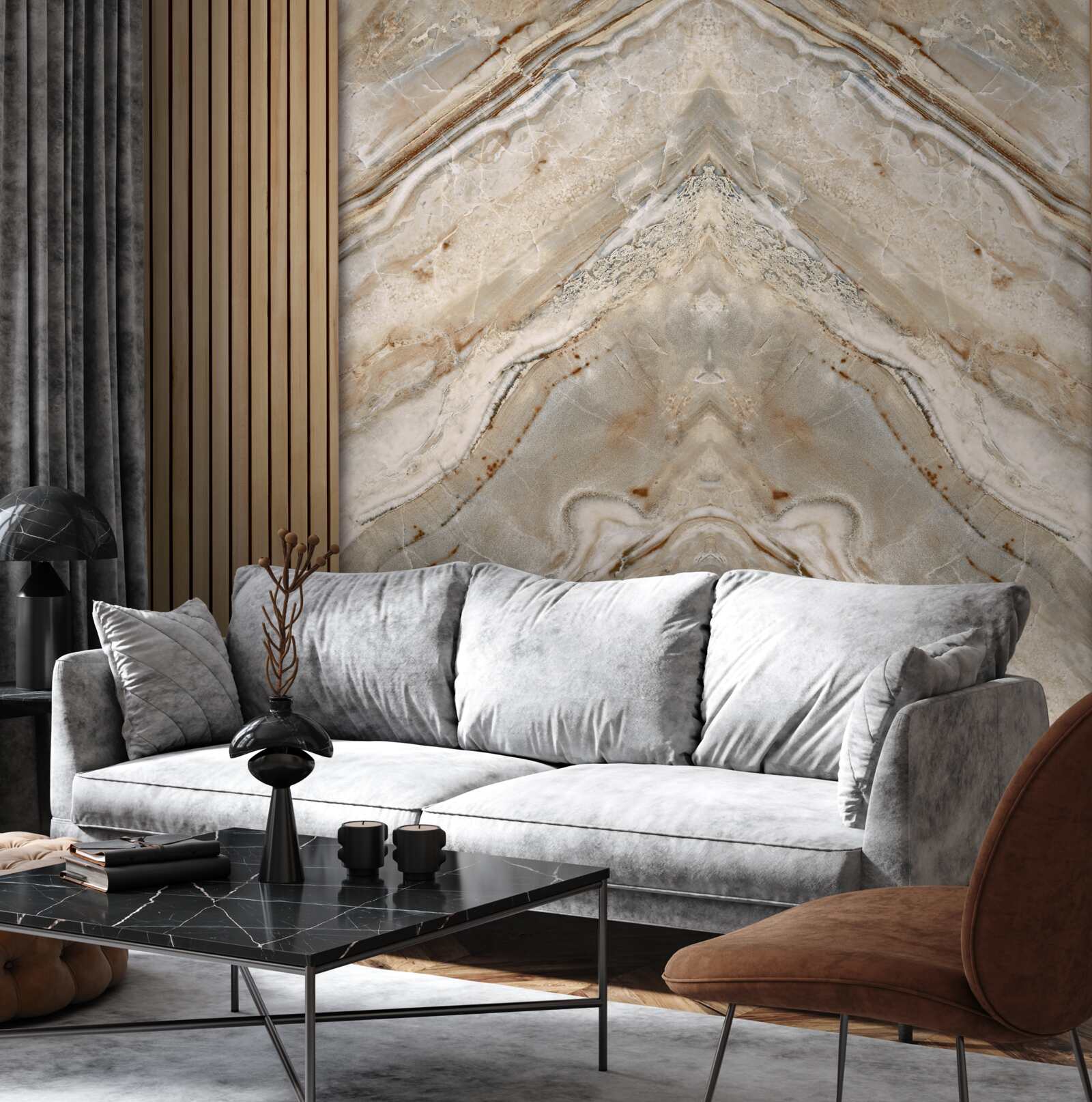 Fototapeta pionowe drewno z jasnym marmurem